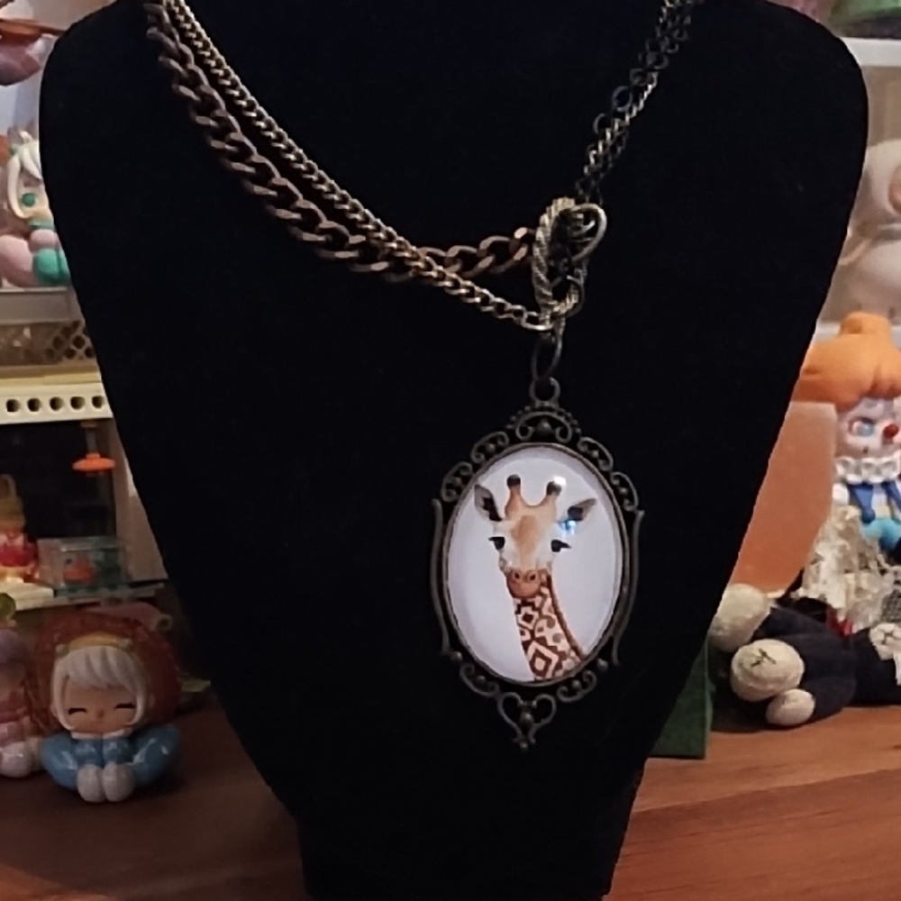 Chic Giraffe Pendant Necklace with Mixed Chains